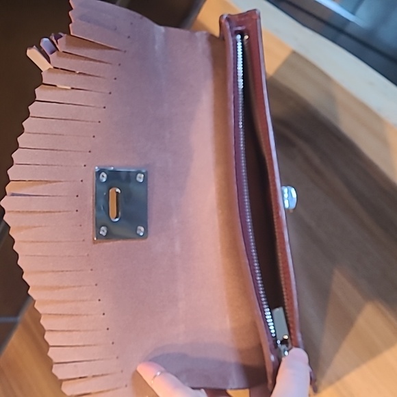 Dr. Martens Burgundy Leather Clutch with Tassel Detail - Picture 3 of 5